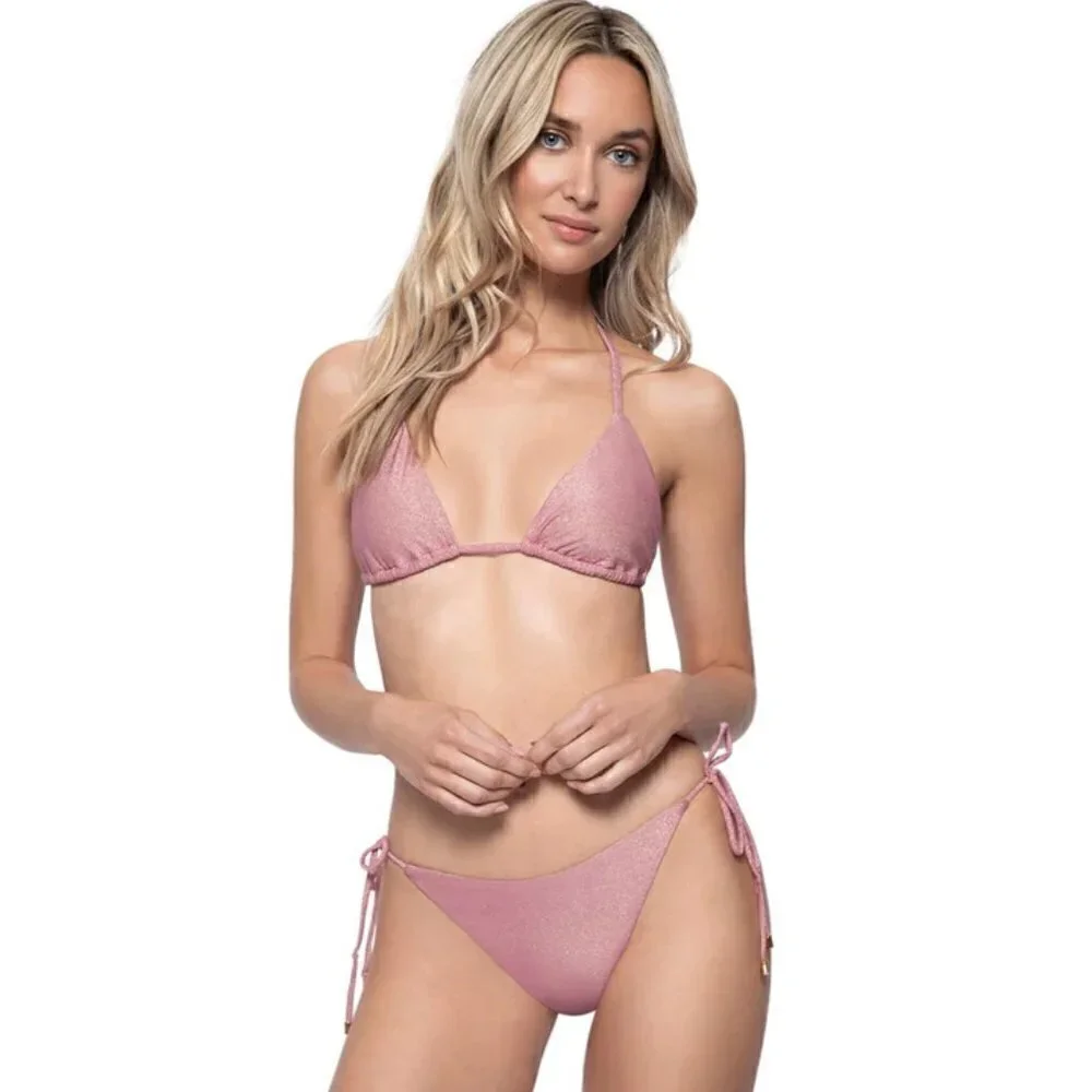 New PQ Swim Namaste Barbie Pink Full Tie Bikini Bottoms NWT Size Medium - Picture 3 of 14